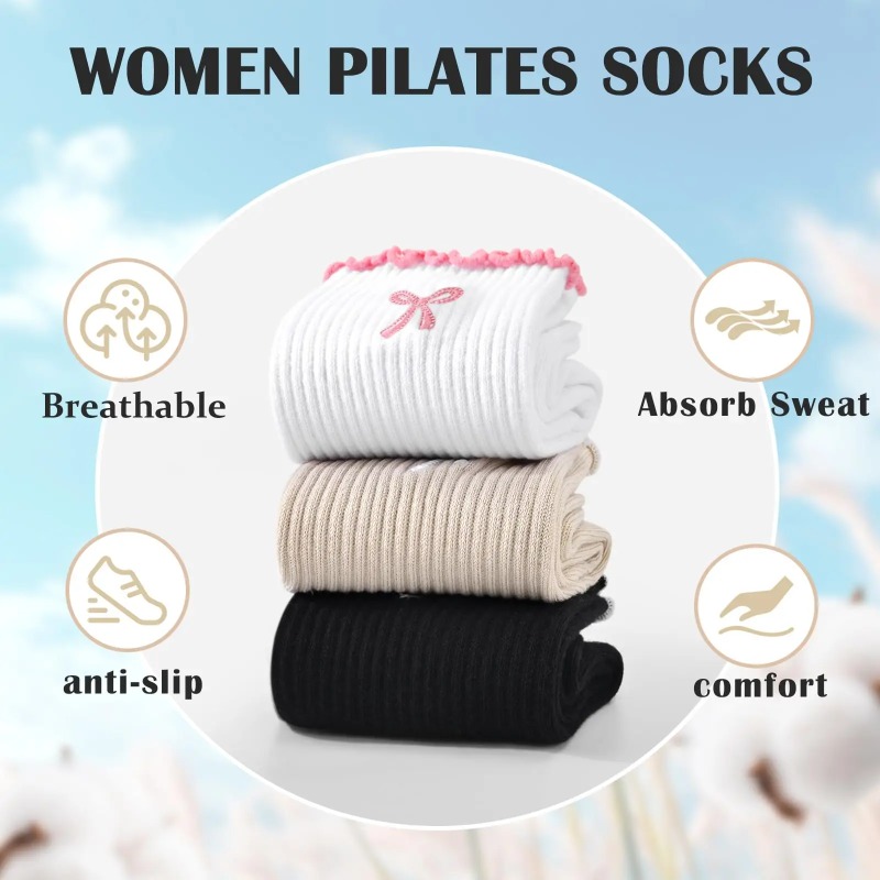 Pilates Yoga Fitness - Meias Profissionais para Yoga, Algodão com