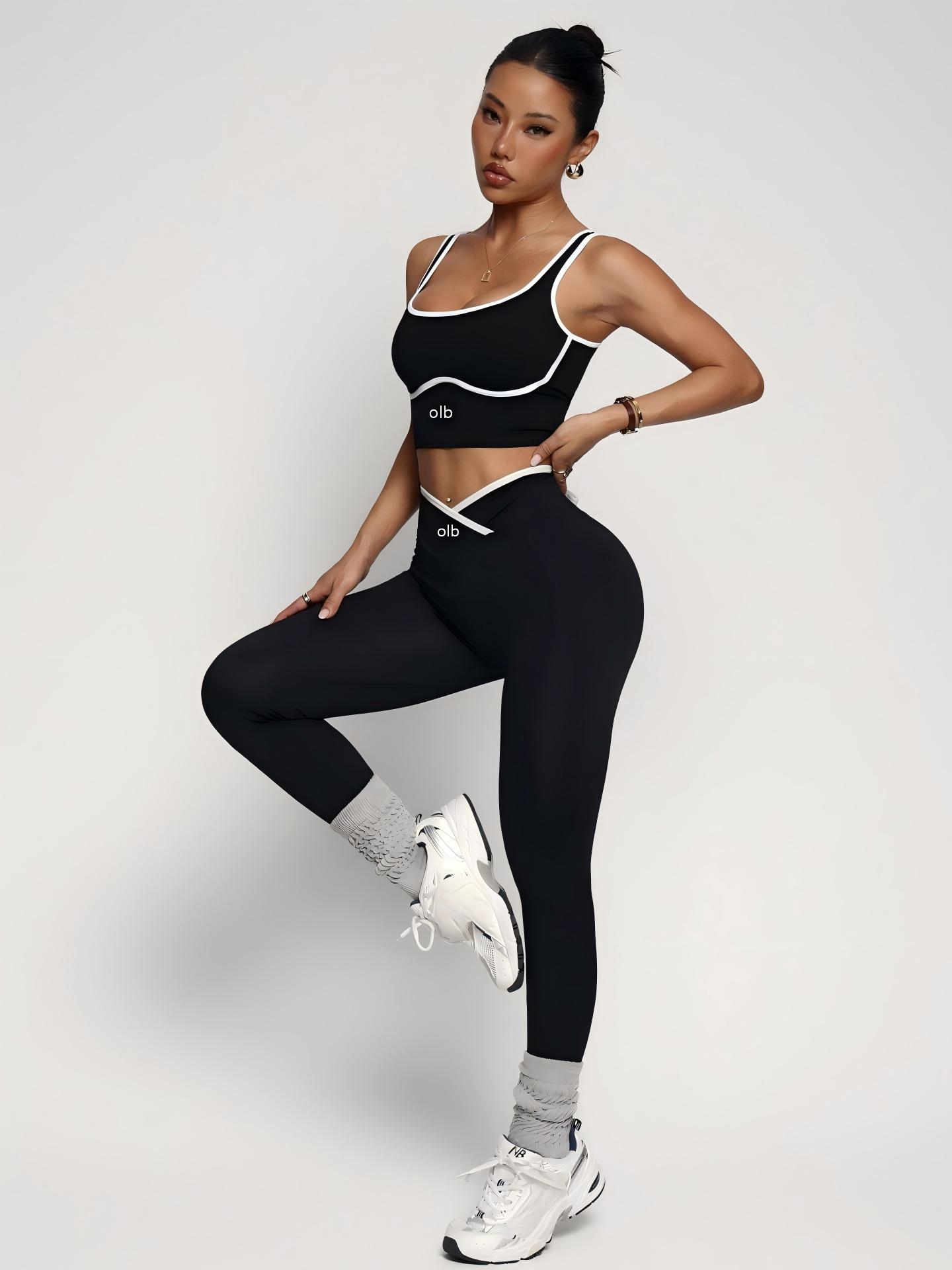 Pilates Yoga Outfit - Conjunto de roupa fitness de 2