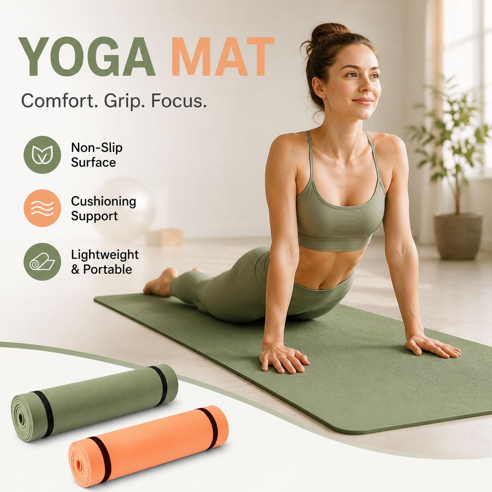 Pilates Yoga Mat - Tapete de ioga grosso antiderrapante, tapete