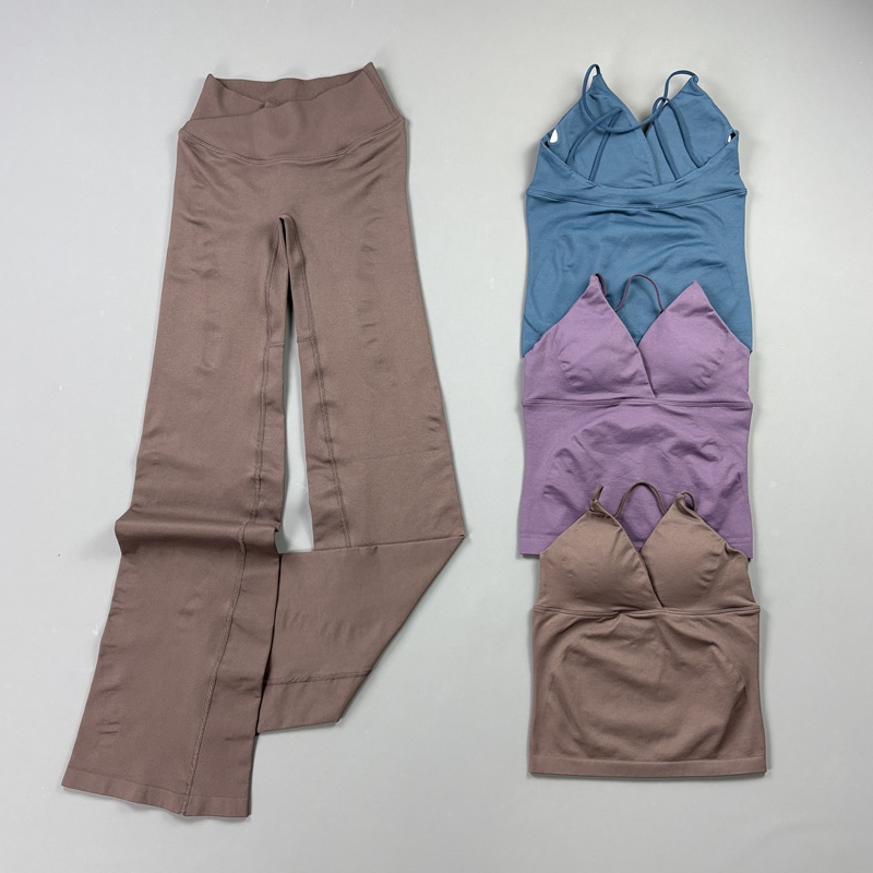 Pilates Yoga Wrap Top - Conjunto de 2 Peças Feminino Sem