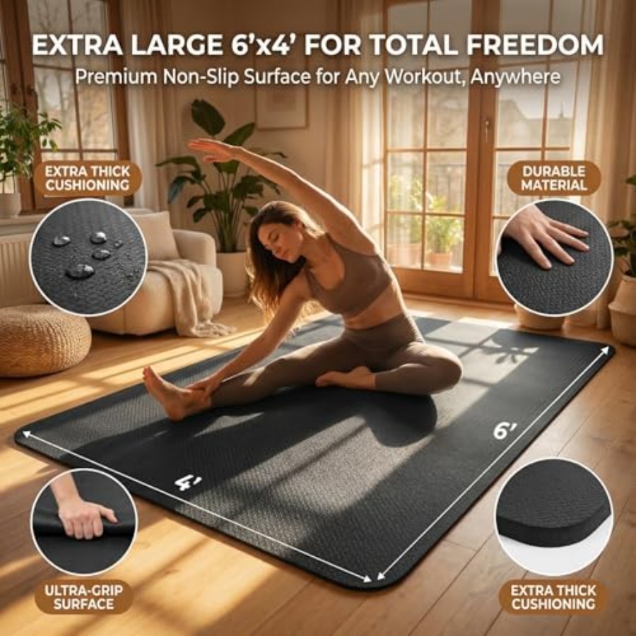 Tapete de Yoga Grande 6'x 4' p - Pilates X Yoga avaliação e preço