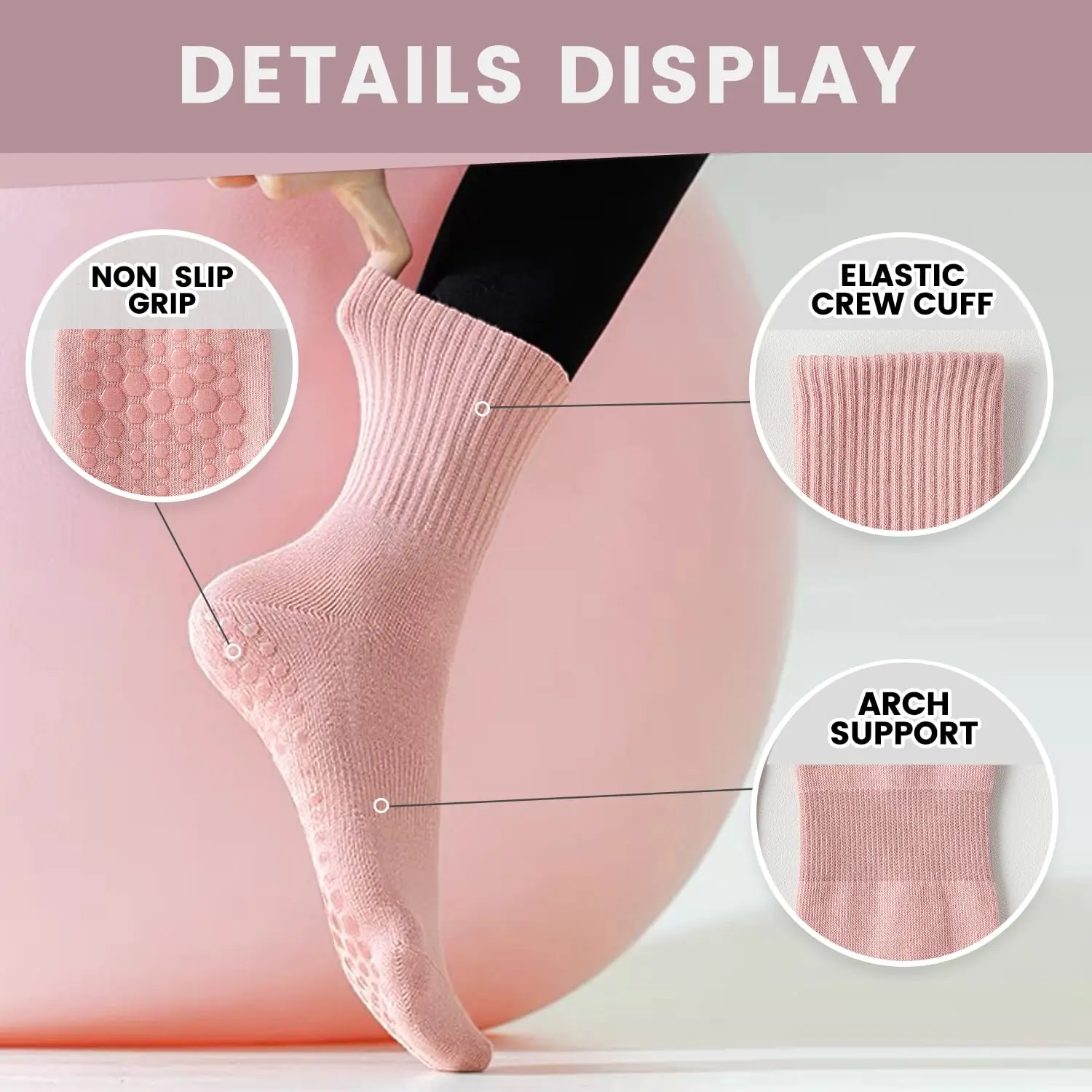 4 pares de meias femininas par - Pilates & Yoga Elastic Band avaliação e preço